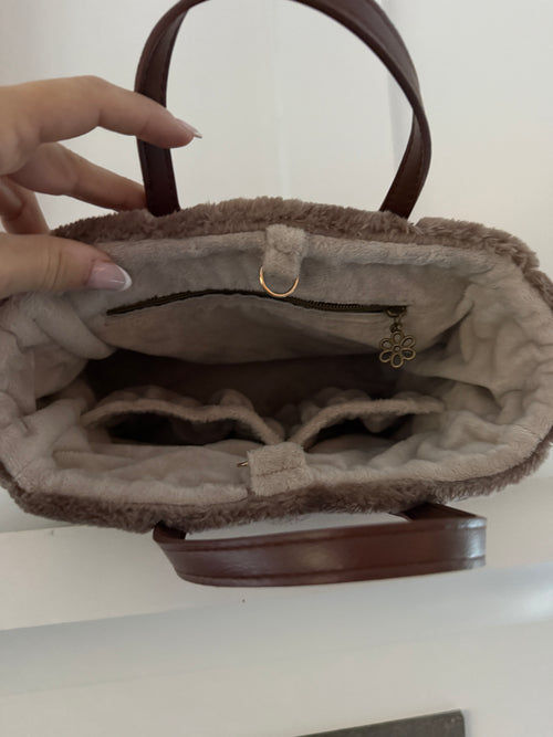 Chocolate Faux Fur Mini Tote